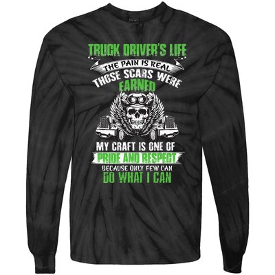 Truck Driver Funny Trucker Worker Truck Driving Tie-Dye Long Sleeve Shirt