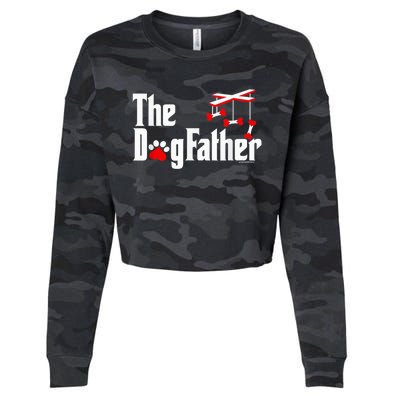 The Dogfather Funny Cute Dog Fathers Day Dad Doggo Cropped Pullover Crew