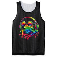 Tie Dye Frog Peace Sign Hippie Frog With Headphones Mesh Reversible Basketball Jersey Tank