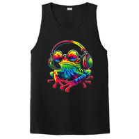 Tie Dye Frog Peace Sign Hippie Frog With Headphones PosiCharge Competitor Tank