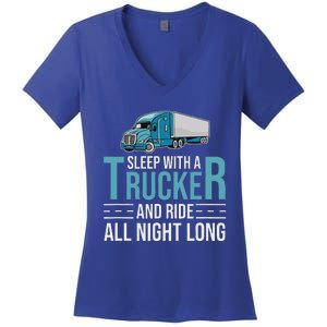 Truck Driver Funny Big Trucking Trucker Women's V-Neck T-Shirt