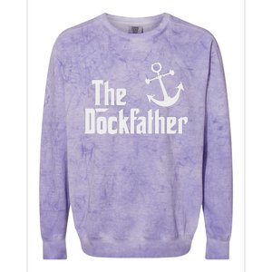 The Dockfather Funny Boating Fishing Boat Dad Captain Boater Colorblast Crewneck Sweatshirt