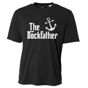 The Dockfather Funny Boating Fishing Boat Dad Captain Boater Cooling Performance Crew T-Shirt