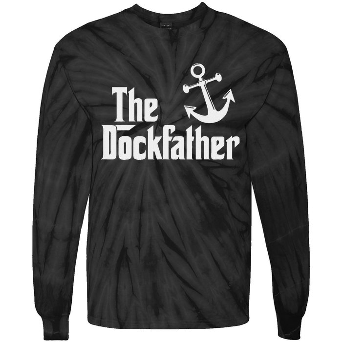 The Dockfather Funny Boating Fishing Boat Dad Captain Boater Tie-Dye Long Sleeve Shirt