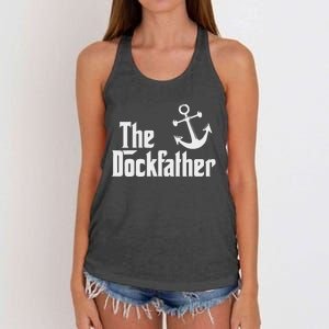 The Dockfather Funny Boating Fishing Boat Dad Captain Boater Women's Knotted Racerback Tank