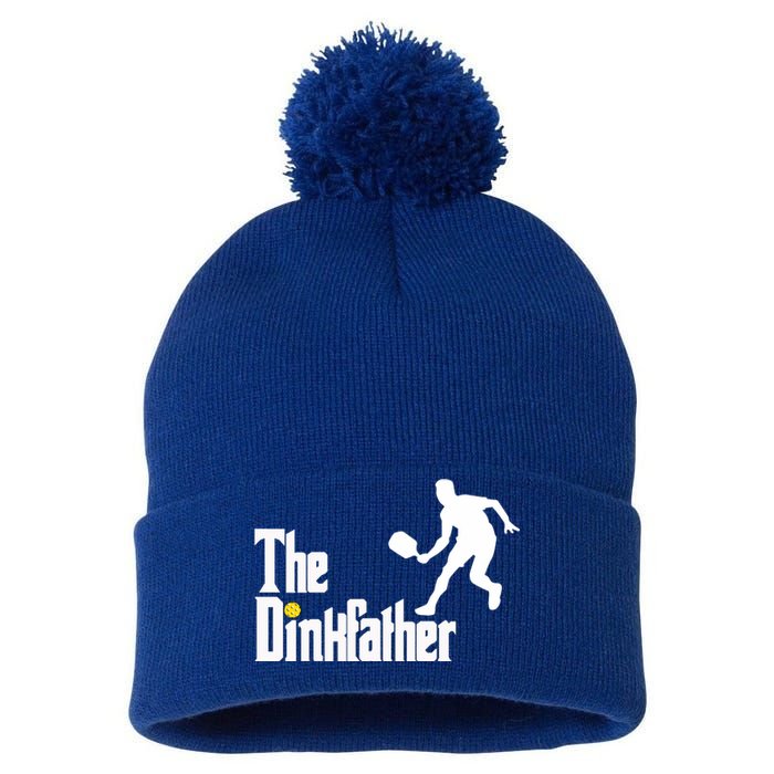 The Dink Father Pickleball Dad Funny Pickleball Pom Pom 12in Knit Beanie