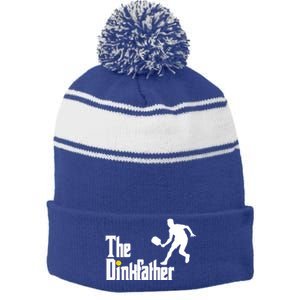 The Dink Father Pickleball Dad Funny Pickleball Stripe Pom Pom Beanie