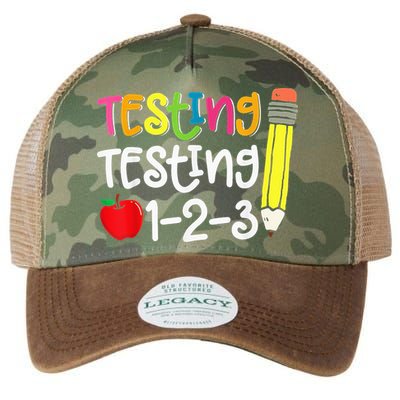 Testing Day For Teacher Testing Testing 123 Cute Test Day Legacy Tie Dye Trucker Hat