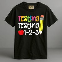 Testing Day For Teacher Testing Testing 123 Cute Test Day Garment-Dyed Heavyweight T-Shirt