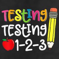 Testing Day For Teacher Testing Testing 123 Cute Test Day Garment-Dyed Heavyweight T-Shirt