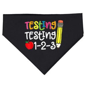 Testing Day For Teacher Testing Testing 123 Cute Test Day USA-Made Doggie Bandana