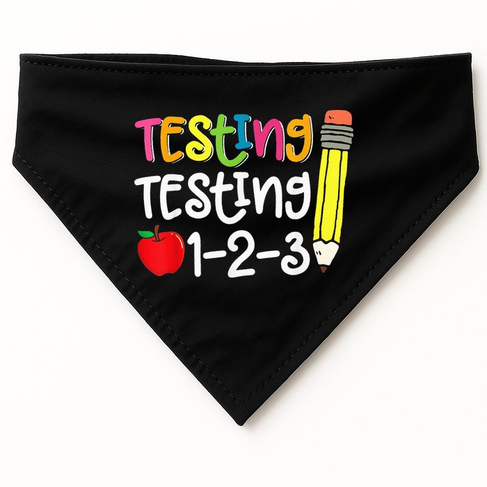 Testing Day For Teacher Testing Testing 123 Cute Test Day USA-Made Doggie Bandana