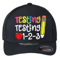 Testing Day For Teacher Testing Testing 123 Cute Test Day Flexfit Unipanel Trucker Cap