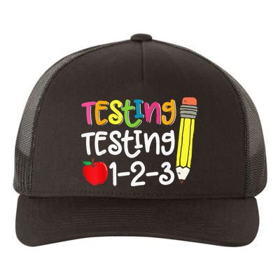 Testing Day For Teacher Testing Testing 123 Cute Test Day Yupoong Adult 5-Panel Trucker Hat