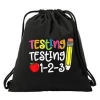 Testing Day For Teacher Testing Testing 123 Cute Test Day Drawstring Bag
