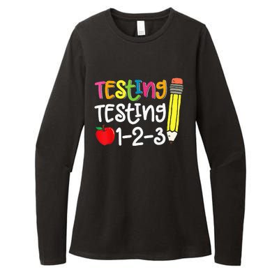 Testing Day For Teacher Testing Testing 123 Cute Test Day Womens CVC Long Sleeve Shirt