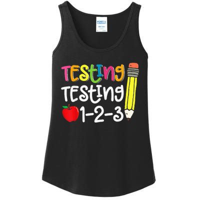 Testing Day For Teacher Testing Testing 123 Cute Test Day Ladies Essential Tank