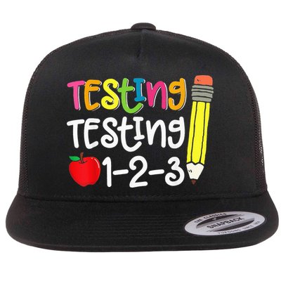 Testing Day For Teacher Testing Testing 123 Cute Test Day Flatbill Hat
