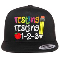 Testing Day For Teacher Testing Testing 123 Cute Test Day Flatbill Hat