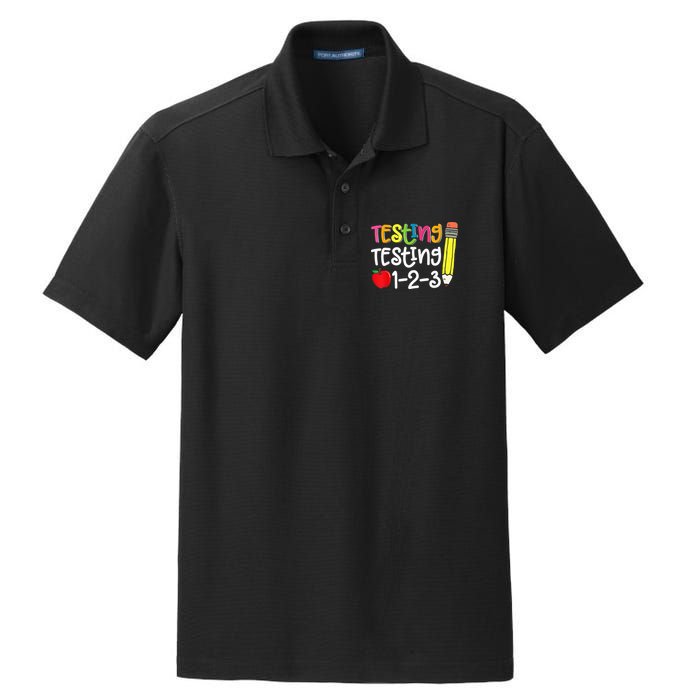Testing Day For Teacher Testing Testing 123 Cute Test Day Dry Zone Grid Polo