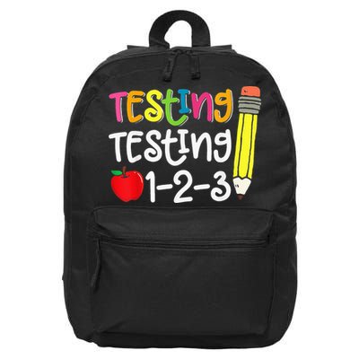 Testing Day For Teacher Testing Testing 123 Cute Test Day 16 in Basic Backpack