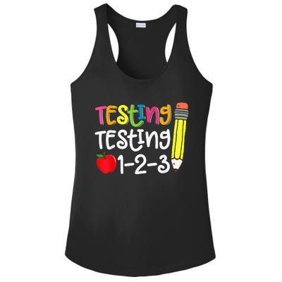 Testing Day For Teacher Testing Testing 123 Cute Test Day Ladies PosiCharge Competitor Racerback Tank