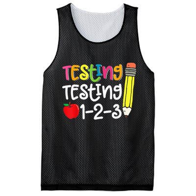 Testing Day For Teacher Testing Testing 123 Cute Test Day Mesh Reversible Basketball Jersey Tank