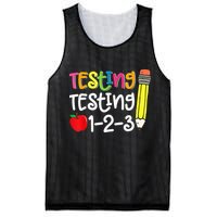 Testing Day For Teacher Testing Testing 123 Cute Test Day Mesh Reversible Basketball Jersey Tank