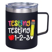 Testing Day For Teacher Testing Testing 123 Cute Test Day 12oz Stainless Steel Coffee Mug