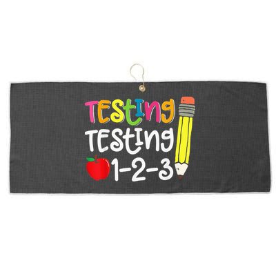 Testing Day For Teacher Testing Testing 123 Cute Test Day Large Microfiber Waffle Golf Towel