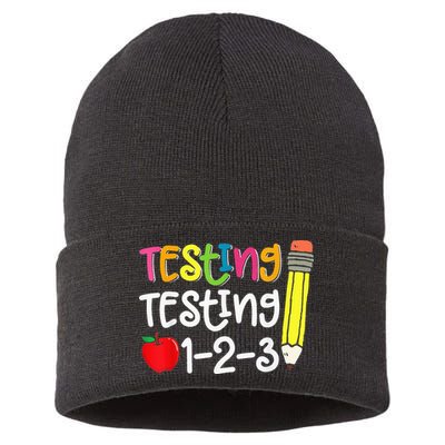 Testing Day For Teacher Testing Testing 123 Cute Test Day Sustainable Knit Beanie