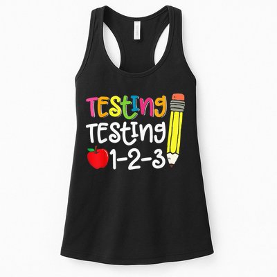 Testing Day For Teacher Testing Testing 123 Cute Test Day Womens Tank Top