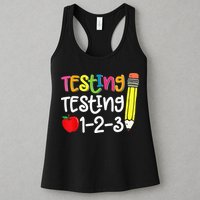 Testing Day For Teacher Testing Testing 123 Cute Test Day Womens Tank Top