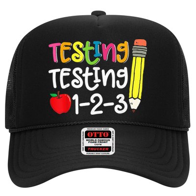 Testing Day For Teacher Testing Testing 123 Cute Test Day Trucker Hat
