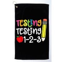 Testing Day For Teacher Testing Testing 123 Cute Test Day Golf Towel