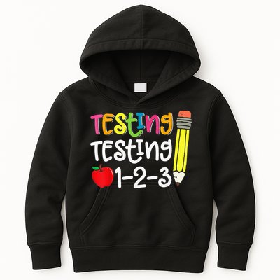 Testing Day For Teacher Testing Testing 123 Cute Test Day Kids Hoodie