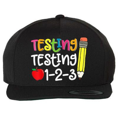 Testing Day For Teacher Testing Testing 123 Cute Test Day Wool Snapback Cap