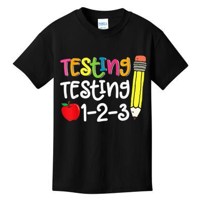 Testing Day For Teacher Testing Testing 123 Cute Test Day Kids T-Shirt