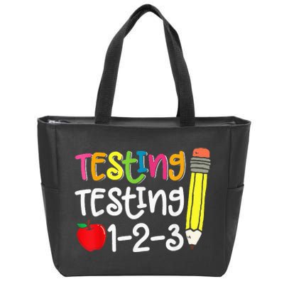 Testing Day For Teacher Testing Testing 123 Cute Test Day Zip Tote Bag