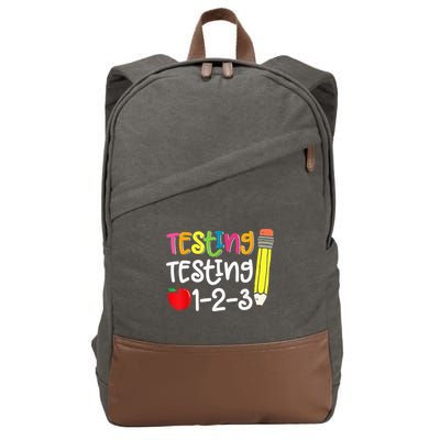 Testing Day For Teacher Testing Testing 123 Cute Test Day Cotton Canvas Backpack