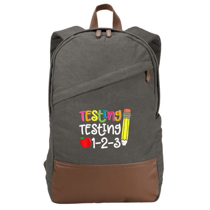 Testing Day For Teacher Testing Testing 123 Cute Test Day Cotton Canvas Backpack
