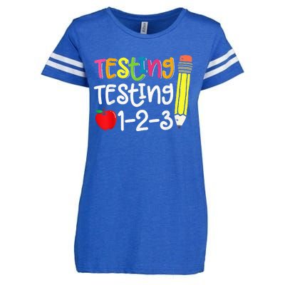 Testing Day For Teacher Testing Testing 123 Cute Test Day Enza Ladies Jersey Football T-Shirt