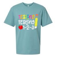 Testing Day For Teacher Testing Testing 123 Cute Test Day Sueded Cloud Jersey T-Shirt