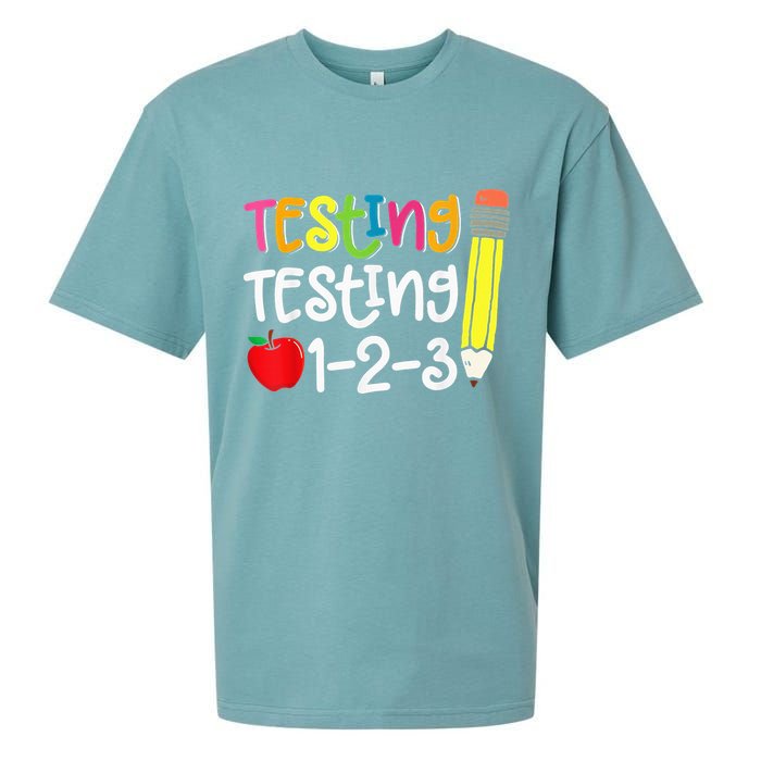 Testing Day For Teacher Testing Testing 123 Cute Test Day Sueded Cloud Jersey T-Shirt