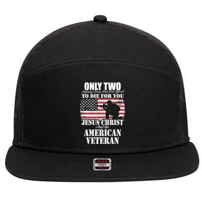 Two Died For You Jesus And American Gift Memorial Gift 7 Panel Mesh Trucker Snapback Hat