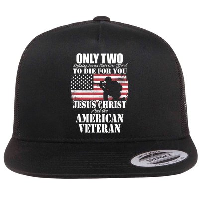 Two Died For You Jesus And American Gift Memorial Gift Flat Bill Trucker Hat