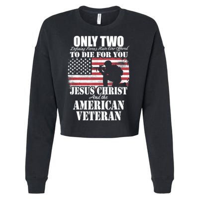 Two Died For You Jesus And American Gift Memorial Gift Cropped Pullover Crew