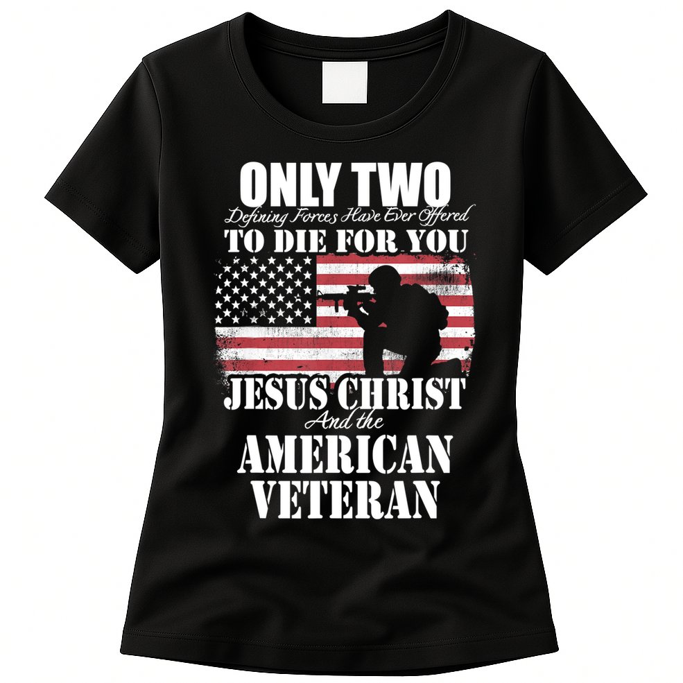 Two Died For You Jesus And American Gift Memorial Gift Womens T-Shirt