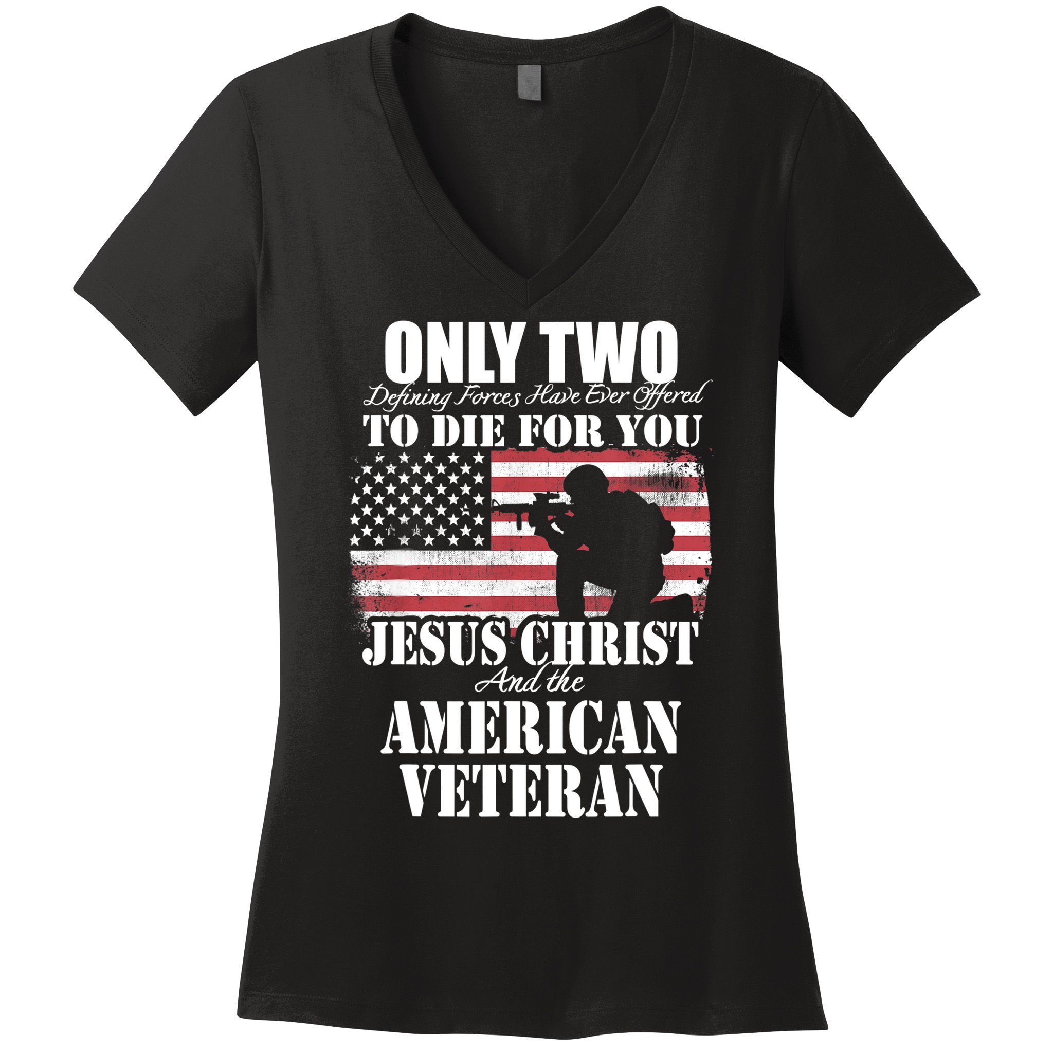 Two Died For You Jesus And American Gift Memorial Gift Women's V-Neck T-Shirt