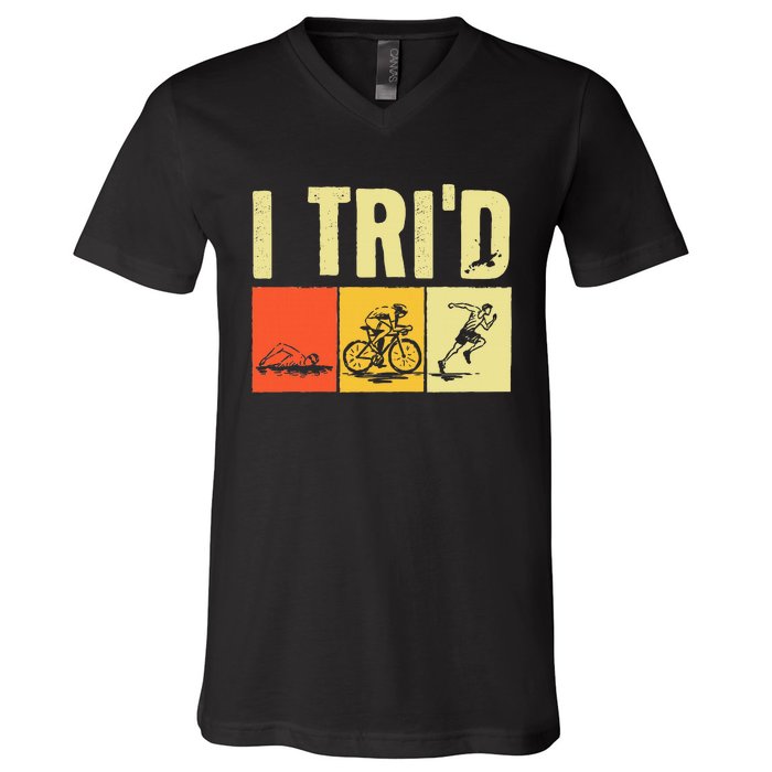 Triathlon Design For Women Triathlon Sport Lovers V-Neck T-Shirt